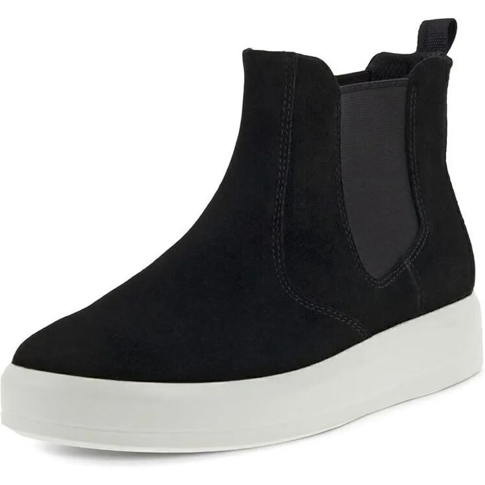 ECCO SOFT 9 Sz 9-9.5/40 Chelsea Boot Women Black Suede Ankle Comfort Booties New